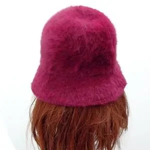 Vintage Kangol Angora Bucket Hat in Berry- NEW Vintage Kangol Angora Bucket Hat, Berry Feathered Winter Hat  main image 4